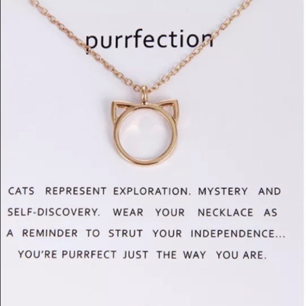 Gold Purrrfection Cat Ears Necklace - NEW - Picture 2 of 3